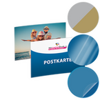 Postkarte, DIN A7 quer (10,5 x 7,4 cm), mit allen Veredelungskombinationen