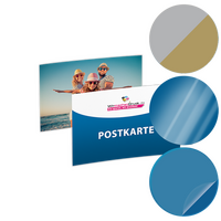 Postkarte, DIN A8 quer (7,4 x 5,2 cm), mit allen Veredelungskombinationen