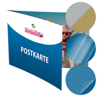 Postkarte, gefalzt auf DIN A5 quer, 4-seitig, mit allen Veredelungskombinationen