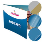 Postkarte, gefalzt auf DIN A5 quer, 4-seitig, mit allen Veredelungskombinationen