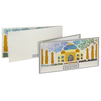 Postkarte, gefalzt auf DIN lang quer (21,0 x 10,5 cm), 4-seitig, mit partieller Glitzer-Lackveredelung