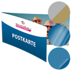 Postkarte, gefalzt auf DIN lang quer (21,0 x 9,9 cm), 4-seitig, mit allen Veredelungskombinationen