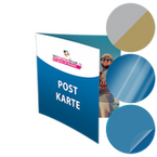 Postkarte, gefalzt auf Quadrat 10,5 x 10,5 cm, 4-seitig, mit allen Veredelungskombinationen