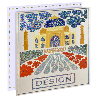 Postkarte, Quadrat 12,1 x 12,1 cm, mit partieller Glitzer-Lackveredelung