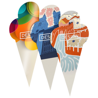 Postkarte, Stanzform Eis, mit allen Veredelungskombinationen