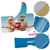 Postkarte, Stanzform Facebook, mit allen Veredelungskombinationen