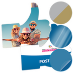Postkarte, Stanzform Facebook, mit allen Veredelungskombinationen