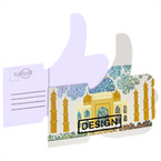 Postkarte, Stanzform Facebook, mit partieller Glitzer-Lackveredelung