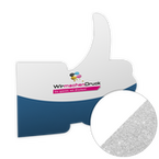Postkarte, Stanzform Facebook, mit partieller Glitzer-Lackveredelung