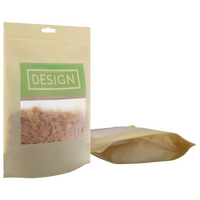 Recycelbarer Folien-Standbodenbeutel 11 x 19 x 7 cm mit individuellem Boden (Abb. durchsichtige Folie mit Druckverschluss und Euroloch)