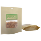 Recycelbarer Folien-Standbodenbeutel 17 x 17 x 8 cm mit individuellem Boden (Abb. durchsichtige Folie mit Druckverschluss und Euroloch)