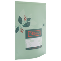 Recycelbarer Folien-Standbodenbeutel 17 x 27 x 8 cm mit neutralem Boden und Ventil (Abb. mit Weißdruck)