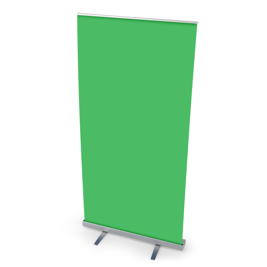 1 Stk. Roll-Up Bannerdisplay (PVC-frei) mit Motiv GREENSCREEN 85 cm x 200 cm, inklusive Druck und Versand