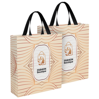 Rundum bedruckte Papiertragetasche in M mit Schleifenband, 34 x 39 x 11 cm, 4/0-farbig