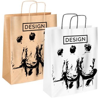 Rundum bedruckte Papiertragetasche mit Papierkordeln, 24 x 34 x 9 cm, 1/0-farbig