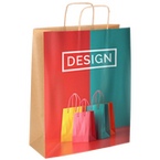 Rundum bedruckte Papiertragetasche mit Papierkordeln, 32 x 40 x 12 cm, 4/0-farbig + Weißdruck