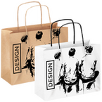 Rundum bedruckte Papiertragetasche mit Papierkordeln, 34 x 24 x 10 cm, 1/0-farbig