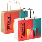 Rundum bedruckte Papiertragetasche mit Papierkordeln, 48 x 35 x 13 cm, 4/0-farbig