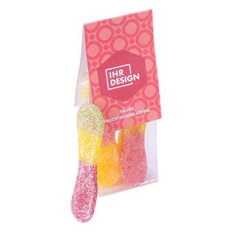 Saure Fruchtgummi-Löffel im 75g Folienbeutel, neutrales Muster