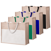 Shopper aus Jute mit farbigem Fach, ohne Werbeanbringung