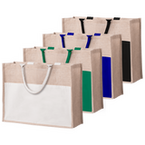 Shopper aus Jute mit farbigem Fach, ohne Werbeanbringung