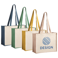 Shopper aus laminierter Jute und Baumwolle mit langen Henkeln