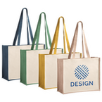 Shopper aus laminierter Jute und Baumwolle mit langen Henkeln