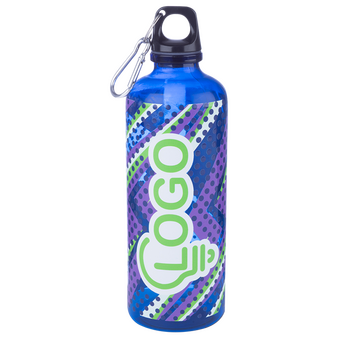 Sportflasche aus RPET mit Aluminiumkarabiner, 600 ml