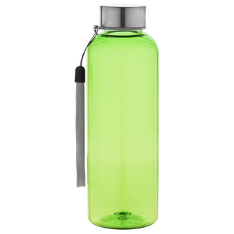 Sportflasche aus RPET mit Edelstahldeckel und Trageschlaufe, 500 ml, ohne Werbeanbringung