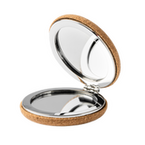 Taschenspiegel aus Kork doppelseitig rund Ø 61 mm klappbar