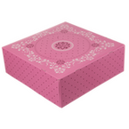  Tortenkarton 34 x 34 x 11 cm, pink, Motiv: Ornamente