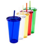 Transparenter XL-Becher mit Trinkhalm unbedruckt