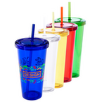 Transparenter XL-Becher mit Trinkhalm bedruckt