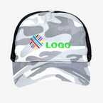 Trucker Camo Snapback Cap, mit EINER Stickposition (vorne mittig)