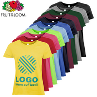 T-Shirt Damen Basic, farbig - Fruit of the Loom, mit einer Druckposition