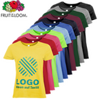 T-Shirt Damen Basic, farbig - Fruit of the Loom, mit zwei Druckpositionen
