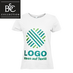 T-Shirt Damen Basic, weiß - B&C Collection, mit einer Druckposition