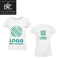T-Shirt Damen Basic, weiß - B&C Collection, mit zwei Druckpositionen