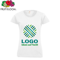 T-Shirt Damen Basic, weiß - Fruit of the Loom, mit einer Druckposition