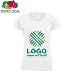 T-Shirt Damen Basic, weiß - Fruit of the Loom, mit einer Druckposition