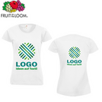 T-Shirt Damen Basic, weiß - Fruit of the Loom, mit zwei Druckpositionen