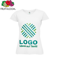 T-Shirt Damen Budget, weiß - Fruit of the Loom, mit einer Druckposition
