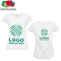 T-Shirt Damen Budget, weiß - Fruit of the Loom, mit zwei Druckpositionen