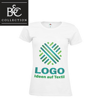 T-Shirt Damen Premium, weiß - B&C Collection, mit einer Druckposition