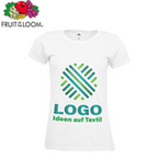 T-Shirt Damen weiß, Premium - Fruit of the Loom, mit einer Druckposition