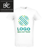 T-Shirt Herren weiß, Organic - B&C Collection, mit einer Druckposition