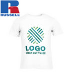 T-Shirt Herren weiß, Organic - Russell, mit einer Druckposition