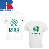 T-Shirt Herren weiß, Organic - Russell, mit zwei Druckpositionen