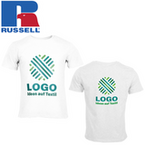 T-Shirt Herren weiß, Organic - Russell, mit zwei Druckpositionen