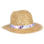 Unisex-Cowboy-Strohhut natur mit bedrucktem Hutband